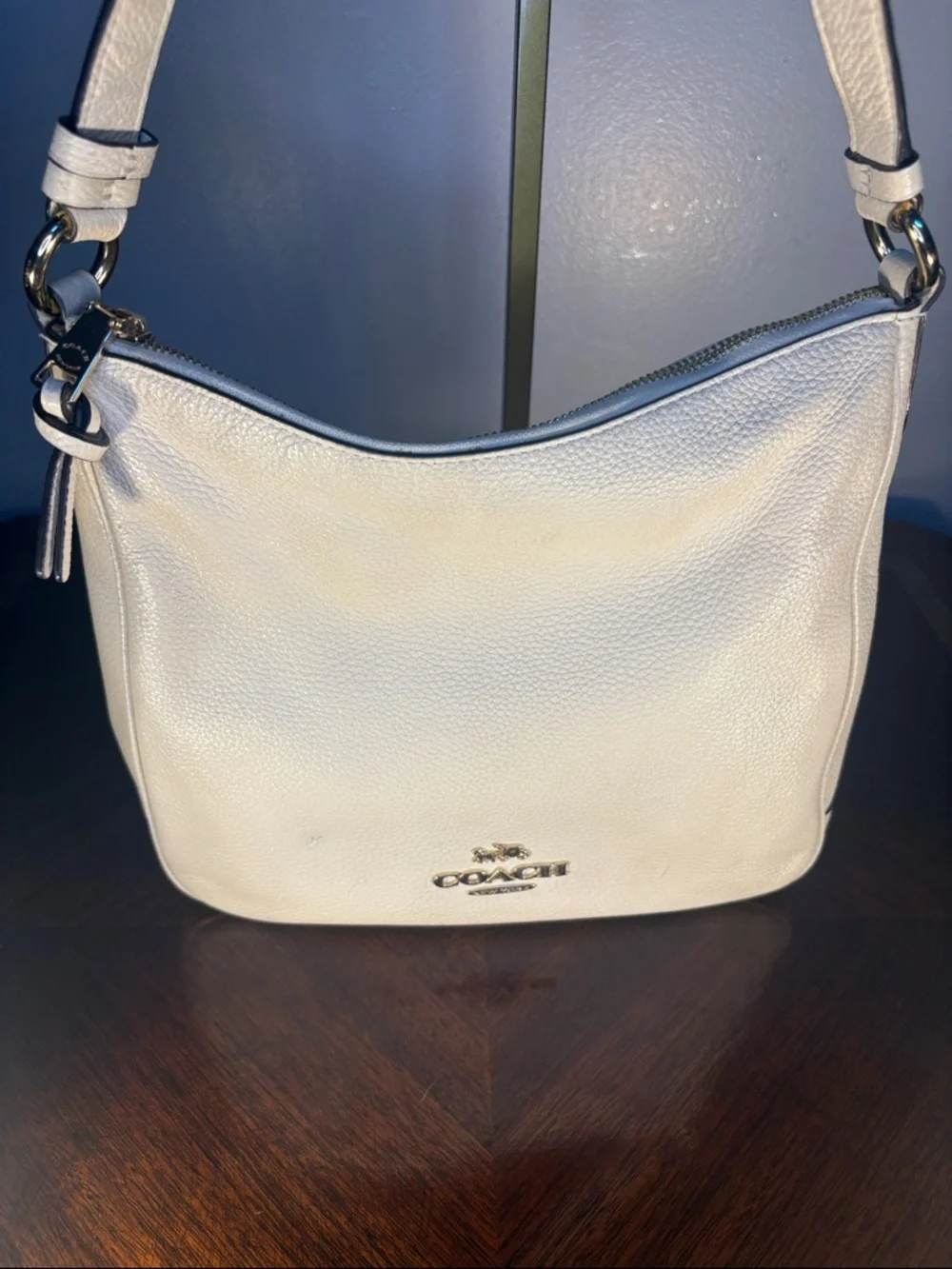 Coach White Pebbled Leather Hobo